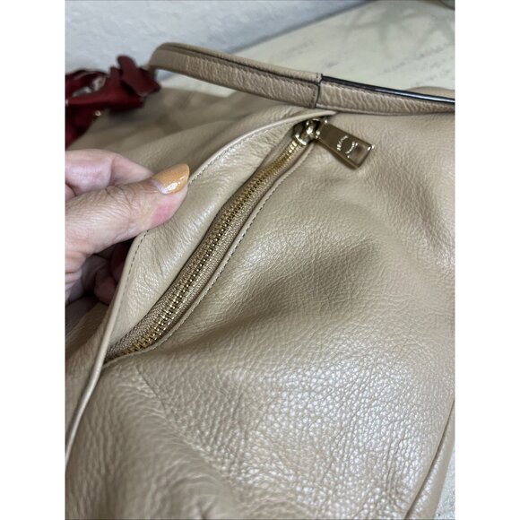 Coach Madison Isabelle Shoulder Bag Pebbled Leather Purse Cream Beige Tan - Picture 6 of 16